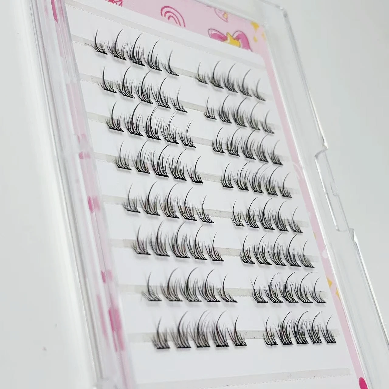 80 クラスタのひまわり型ナチュラルつけまつげ - 8 列の大容量、接着剤不要/非粘着設計