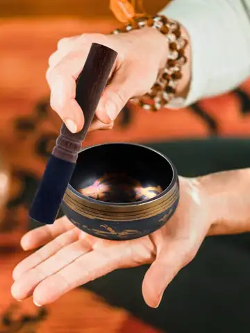 Tibetan Singing Bowl Set Lotus Unique Gift Helpful for Meditation Yoga Relaxation Chakra Healing Prayer and Mindfulness