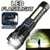 Rechargeable LED Flashlight 7 Modes Zoomable Tactical Torch Waterproof Handheld Work Light for Outdoor Camping Fishing Hunting