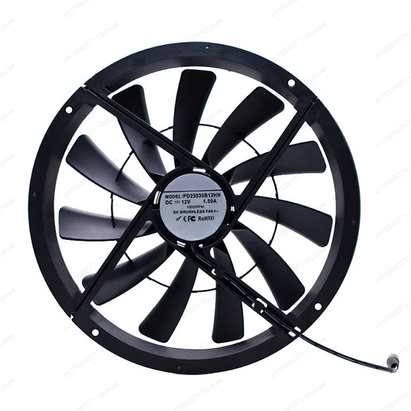 text Heavy Duty Ventilation Fan 12V - 250x250x30mm Large Airflow for Plant & Animal Housing, Cooling, Air Exchange, 25CM