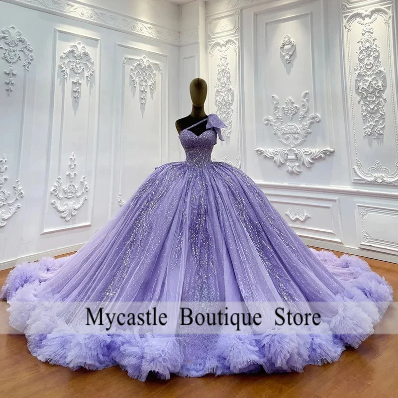 Fashionable Quinceanera Dress for Woman with Bow Appliques Ruched One-Shoulder Vestidos De 15 Quinceanera Customized