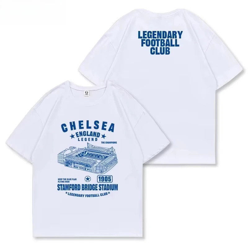 2026 Vintage Football Stadium T-Shirt Kids Adults Retro Sports Arena Print Double Sided Loose Athletic Family Matching Tee