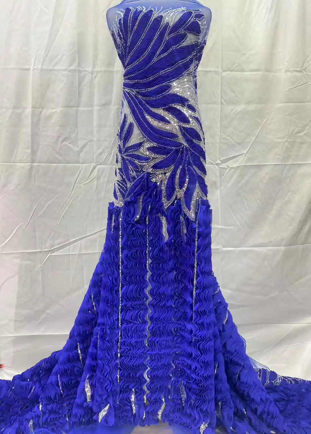 Африканская тяжелая кружевная ткань с бисером, нигерийская кружевная ткань с блестками для жениха, шитье свадебного платья, высокое качество, 5 ярдов, 2025 г.