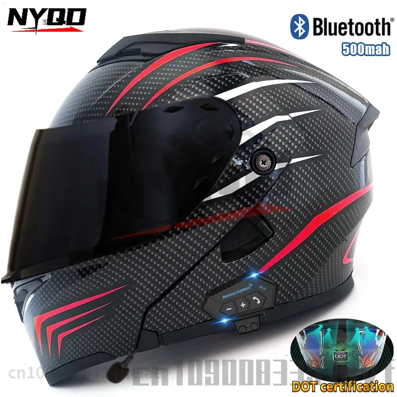 

Motorcycle dual lens helmet Bluetooth motorbike helmet motocross full face helmet Dot certification cascos para moto