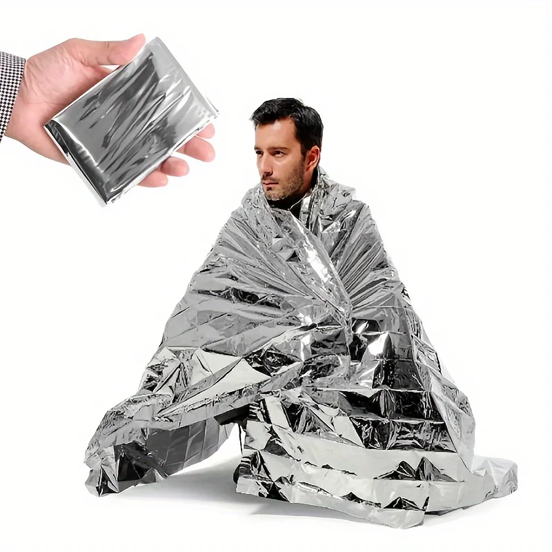 3pcs Outdoor Emergency Insulation Blanket, Aluminum Foil Insulation Blanket, Outdoor Survival Camping Accessories