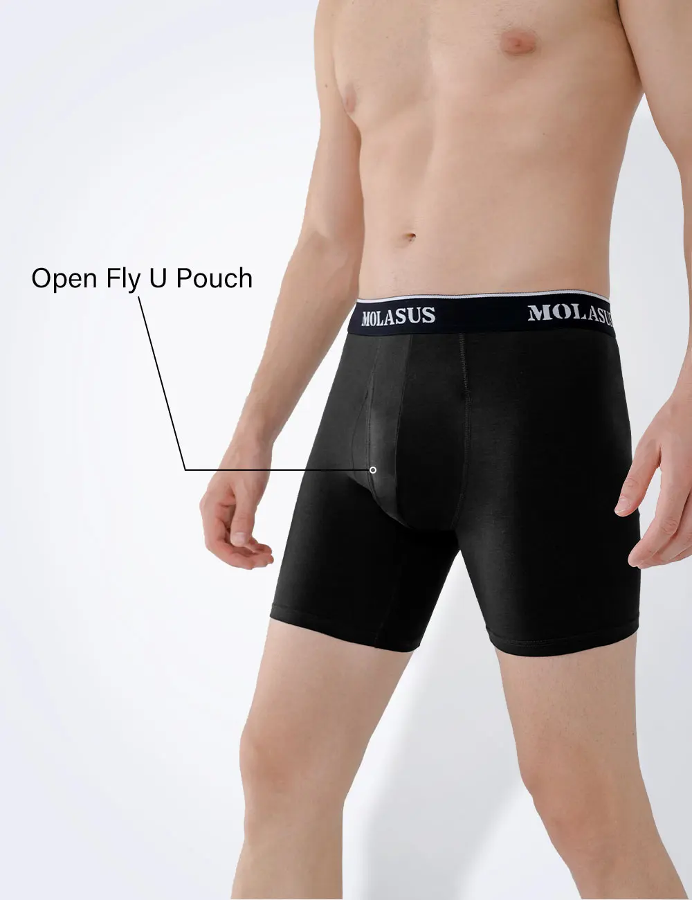 Molasus 5pcs Men’s Cotton Boxer Shorts Open Fly U Pouch Soft Breathable Male Underwear Tagless Sexy Underpants Elastic Panties