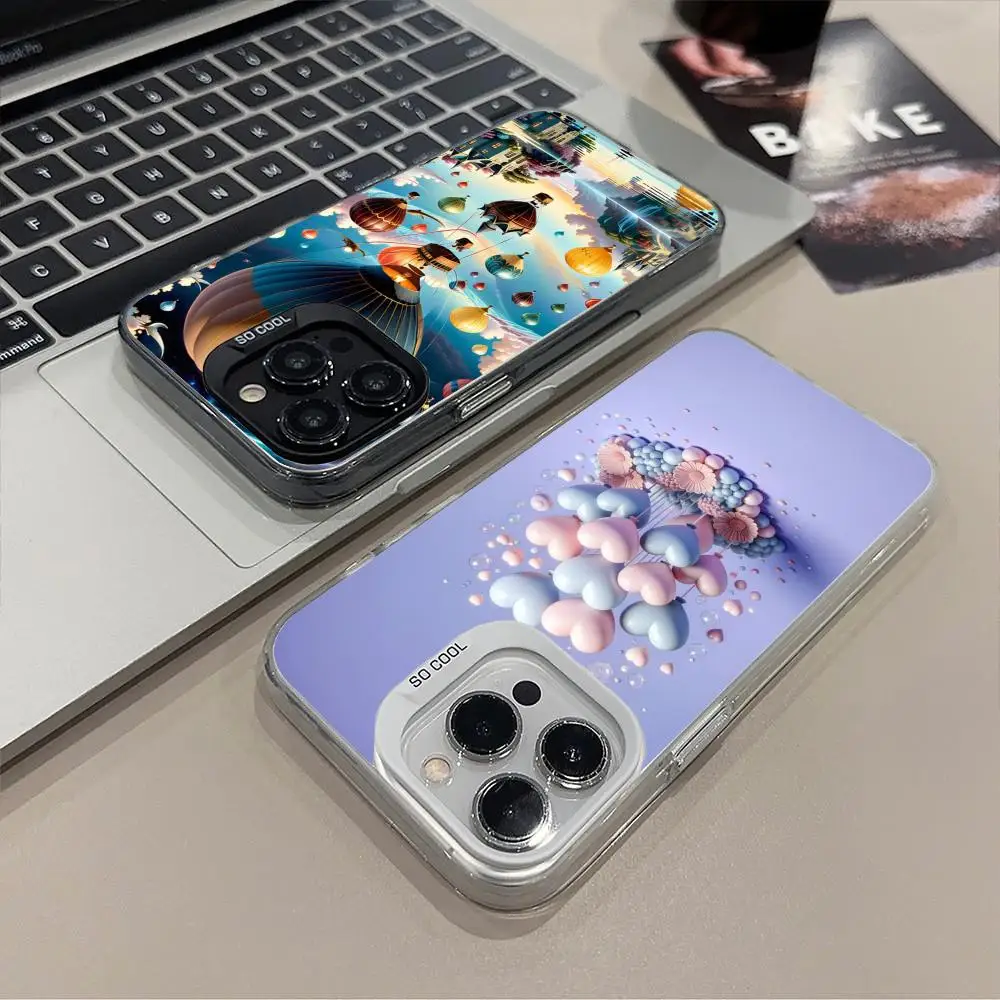 

Hot Air Balloon Phone Case for iPhone 17 16 15 14 13 12 11 X XR XS Air Pro Max Plus Black Colorful Silver Cover