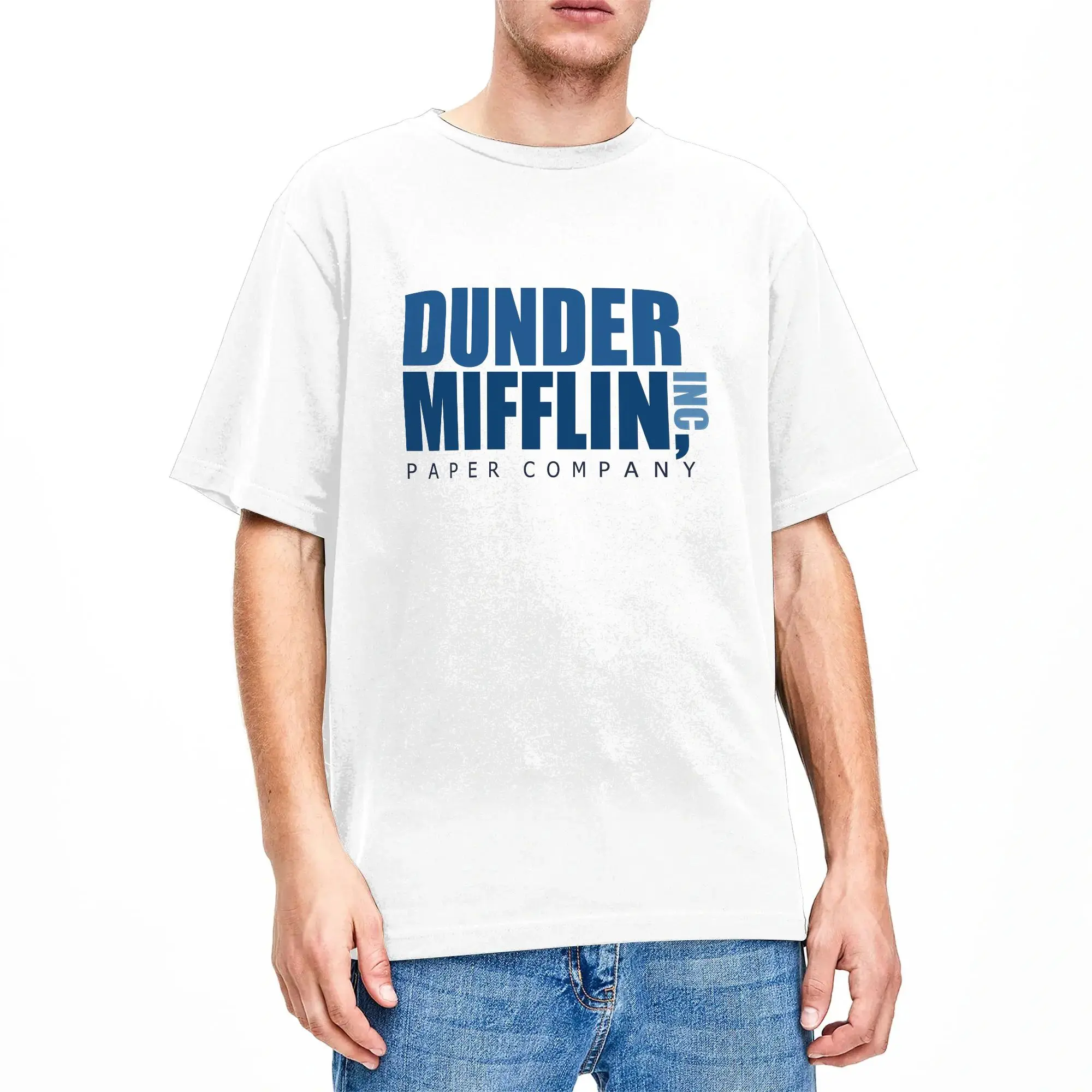 Dunder Mifflin Logo T Shirt  Fashion T Shirts Short Sleeve Vintage Tops Summer Pure Cotton Plus Size 5XL Tees