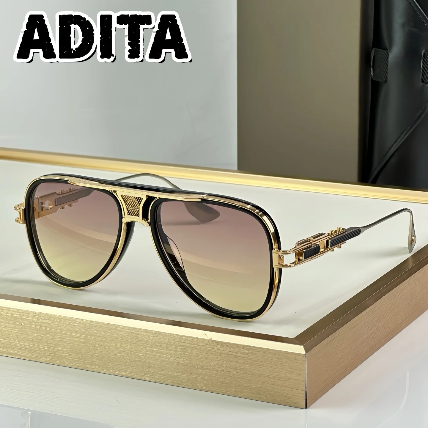 

ADITA GRAND-DECADE DTS460 Top High Quality Sunglasses for Men Titanium Style Fashion Design Sunglasses for Womens with box
