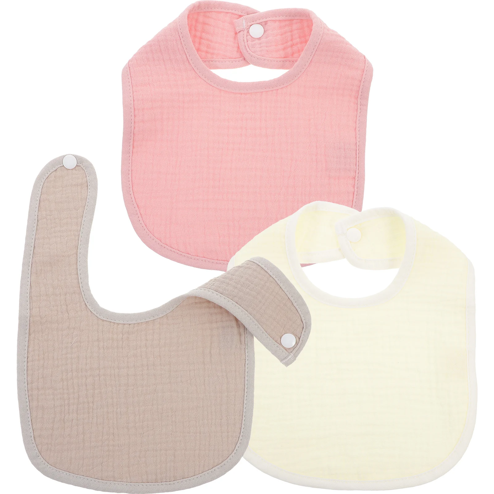 

3pcs Baby Bibs Cotton Drooling Bibs For Infant Toddler Feeding Newborn Soft Absorbent Snap Closure Multiple Colors