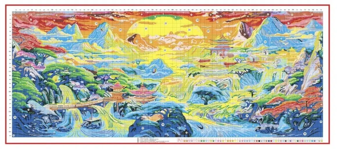 9ct 230x100cm Fairyland Embroidery DIY Chinese Style Printed Kits Cross Stitch Needlework Set Home Decor Crafts