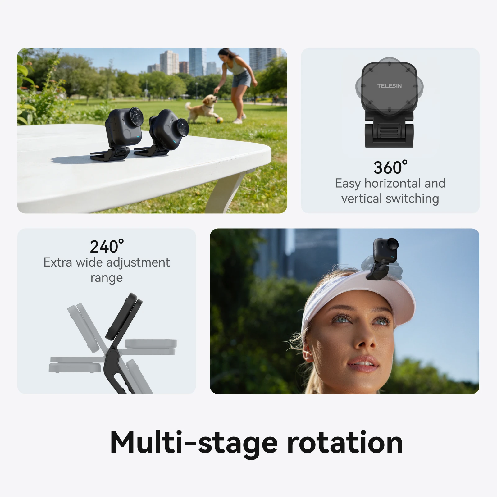 TELESIN Magnetyczny Klips Mocujący z Szybkozłączką, Regulowany Kąt, Baza do DJI OSMO Nano Insta360 Go Ultra Action Camera — zdjęcie produktu 6