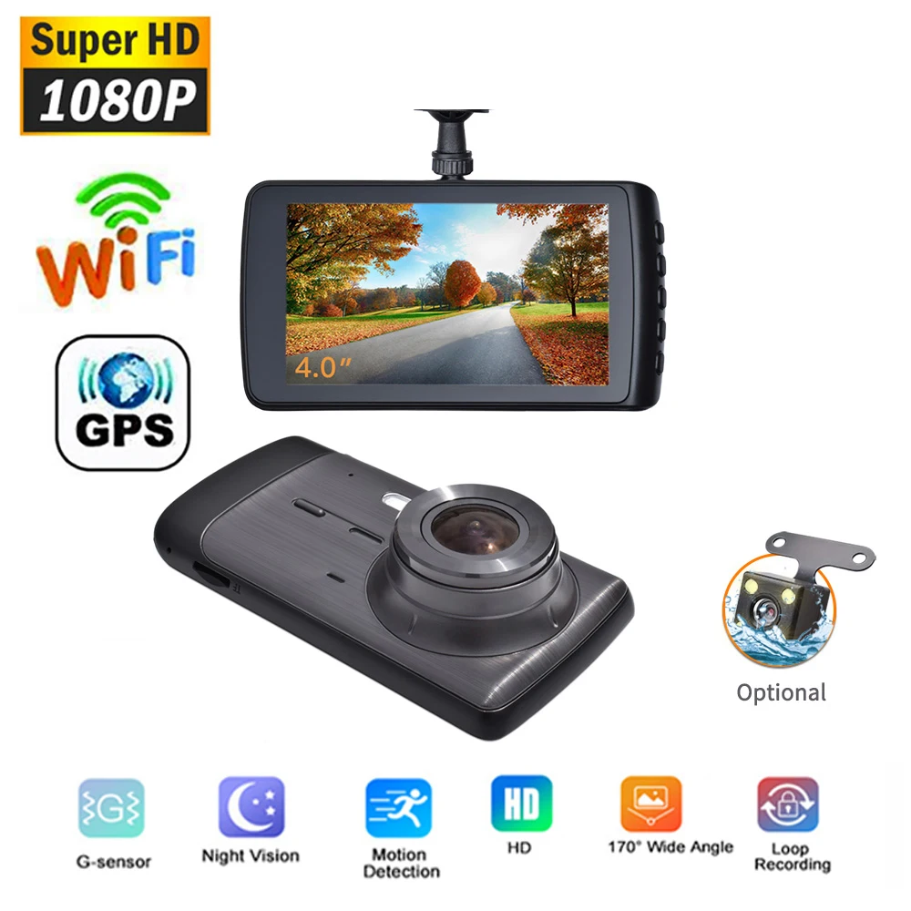 

Автомобильный видеорегистратор WiFi Full HD 1080P, видеорегистратор заднего вида, видеорегистратор, парковочный монитор, ночное видение, видеорегистратор, автомобильная камера