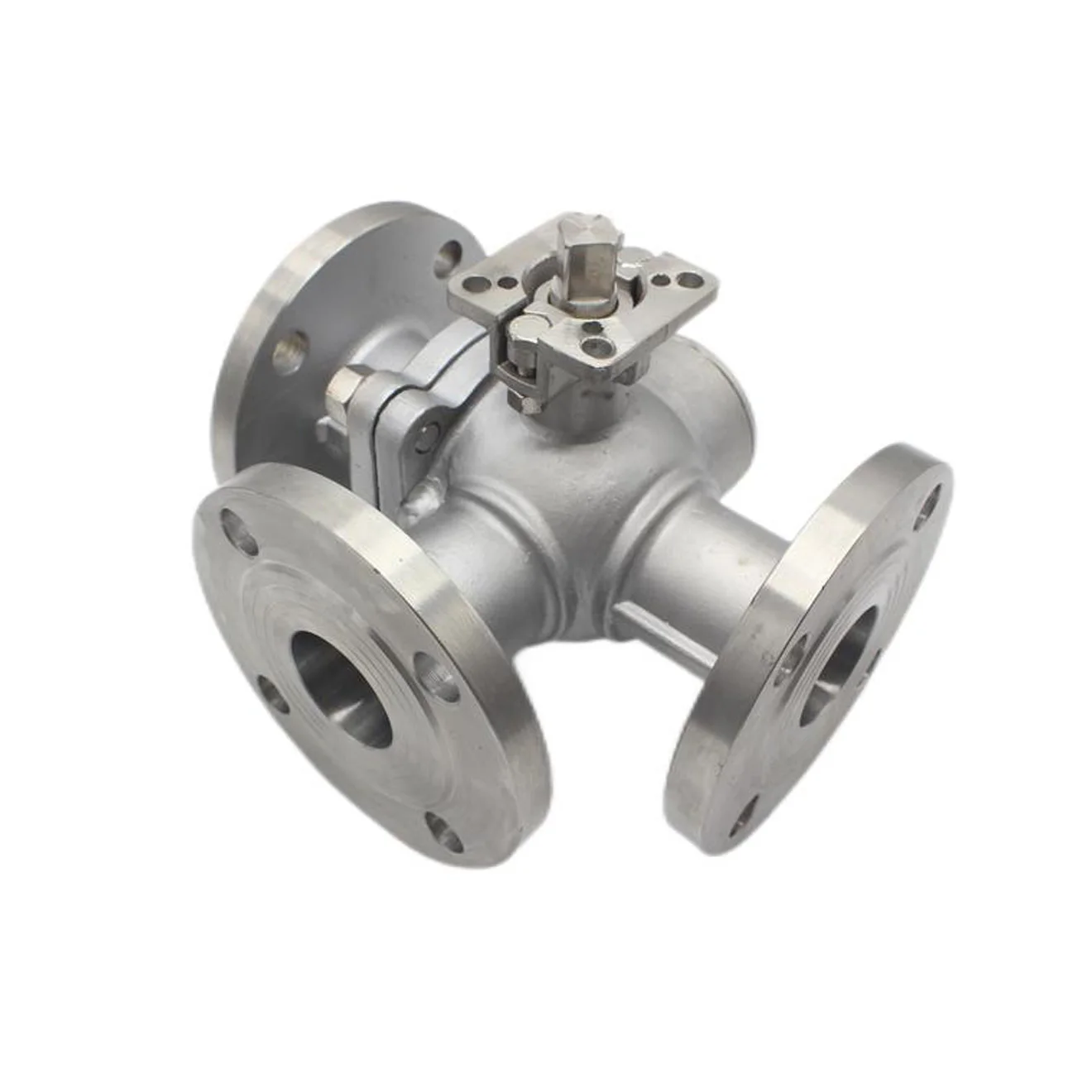 304 الفولاذ المقاوم للصدأ منصة عالية ثلاثية الاتجاه الكرة صمام الكهربائية الهوائية T/L 3 طريقة دليل الكرة صمام 3 "صمام كروي شفة