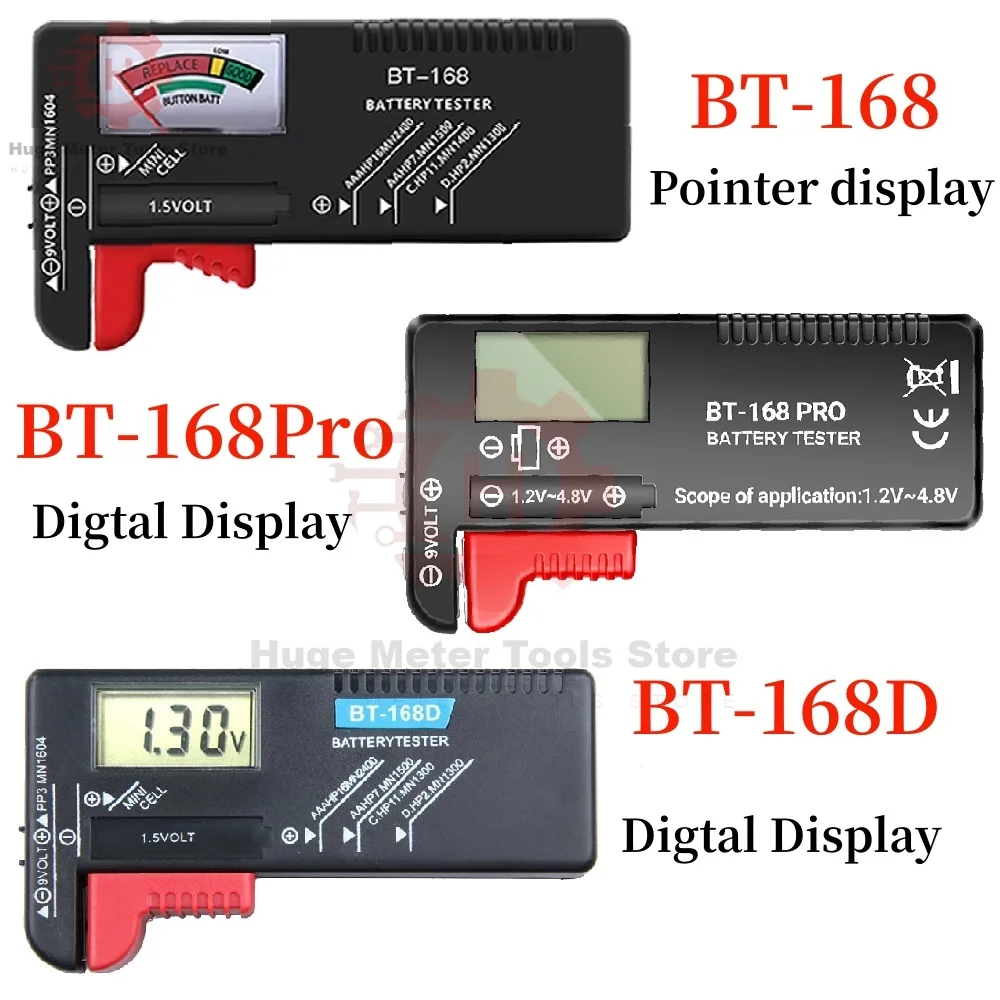 BT-168 Universal Button Cell Battery AA/AAA/C/D/9V/1.5V Batteries Colour Coded Meter Indicate Volt Tester Checker BT168 Power