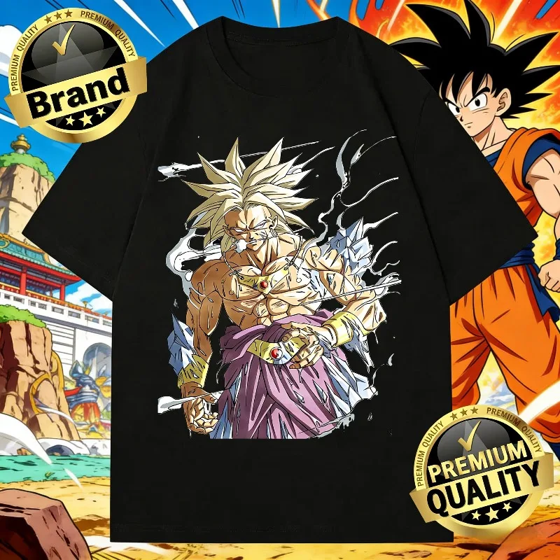 

2026 Summer Dragon Ball Broly T-Shirt Legendary Super Saiyan Print 100% Cotton Oversized Retro Casual Tee for Men Women Kids