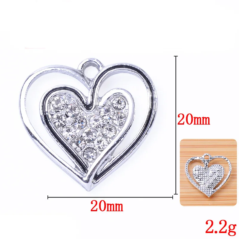 Engood 100 قطعة الراين مزدوجة القلب زر DIY بها بنفسك مجوهرات قلادة القرط المعلقات الشعر الخياطة تقليم والزينة الحرفية