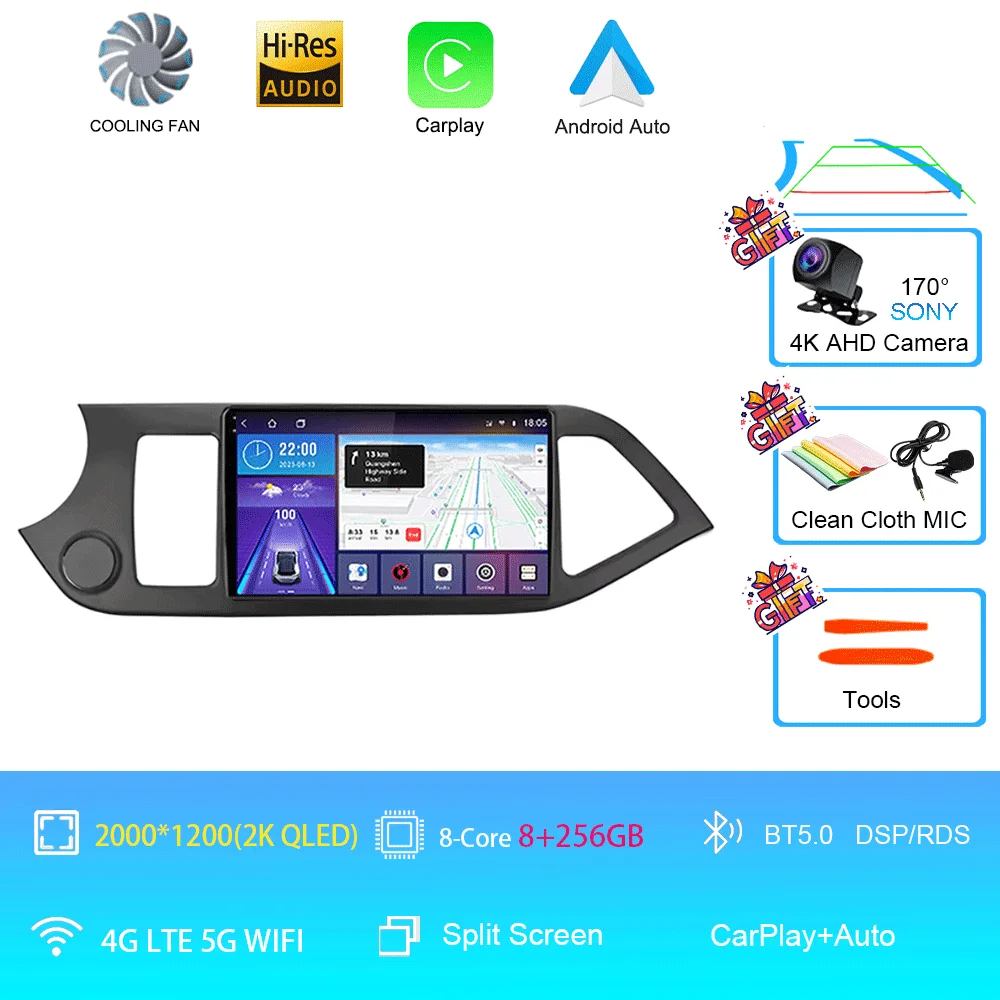 Android 16 Voor KIA PICANTO Ochtend 2011 2012 2013 2014 2015 2016 Carplay Auto Multimedia Autoradio Navigatie Speler WIFI + 4G DSP