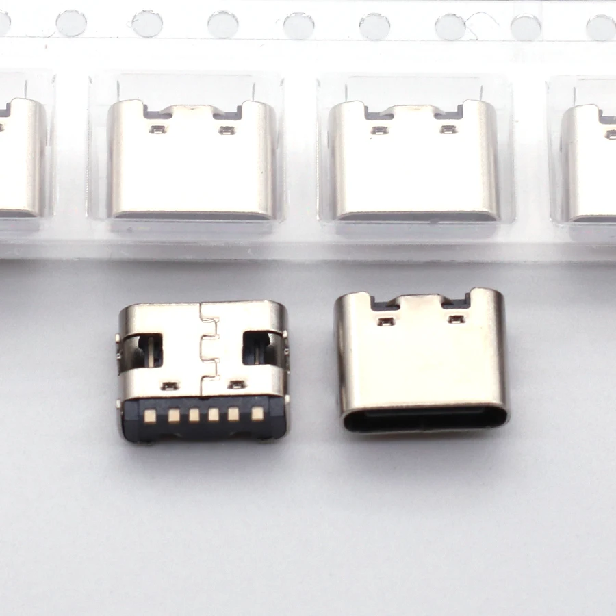 10pcs 6 Pin SMT Socket Connector Micro USB Type C 3.1 Female Placement SMD DIP For PCB design DIY high current charging image 3