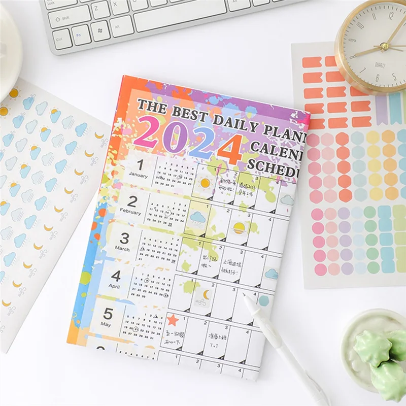 3PCS Calendar 2024 365 Day Poster Calendar Collapsible For School Home Office 29.2X20.7Inch