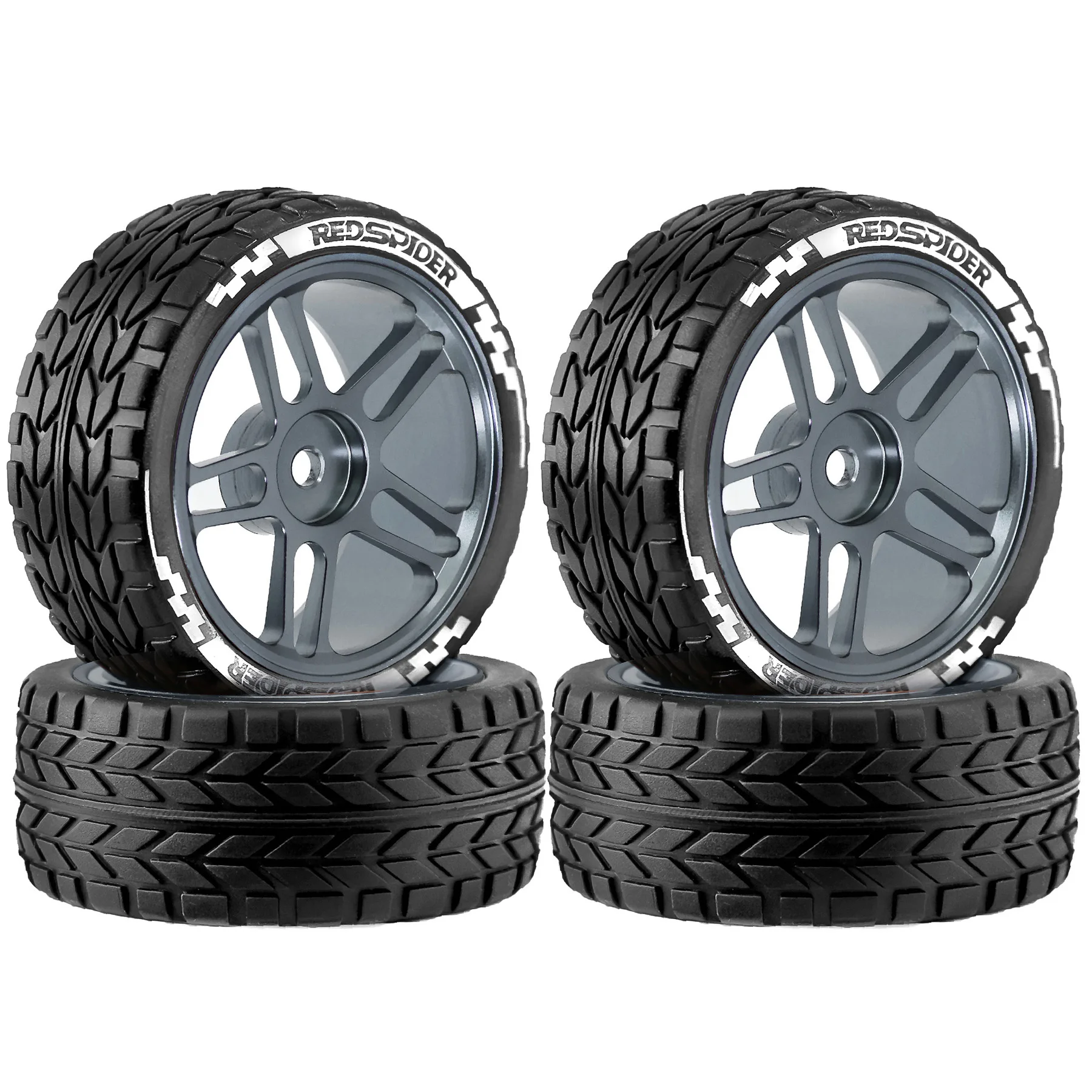 

1/10 On Road Tires and Metal Wheels 12mm Hex OD 2.55" for Tamiya TT01/02 XV01 TA06 A959 PTG2 HPI KYOSHO PTG2 1:10 Drift Car
