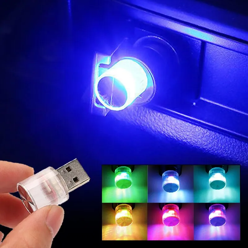 Car Mini USB LED Ambient Light Decorative Atmosphere Lamps for Interior Environment Auto PC Computer Portable Light Plug Play