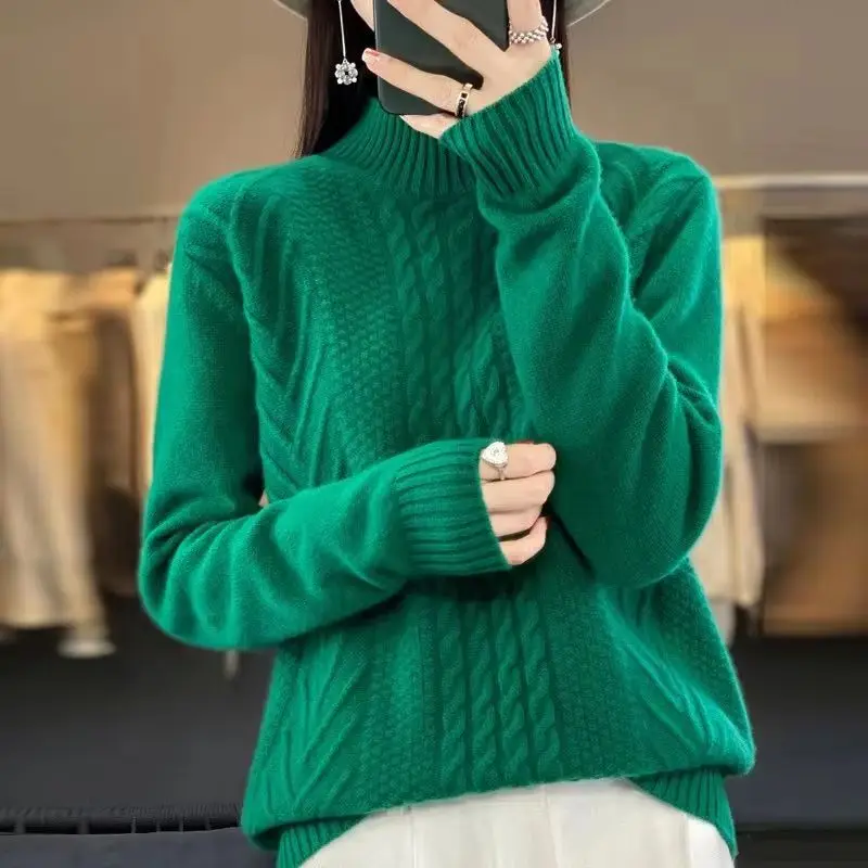

2025 New Autumn Winter Fashion Cashmere Turtleneck Sweater Women Pullover Jumper Femme Streetwear Casual All-Match Knitted Tops