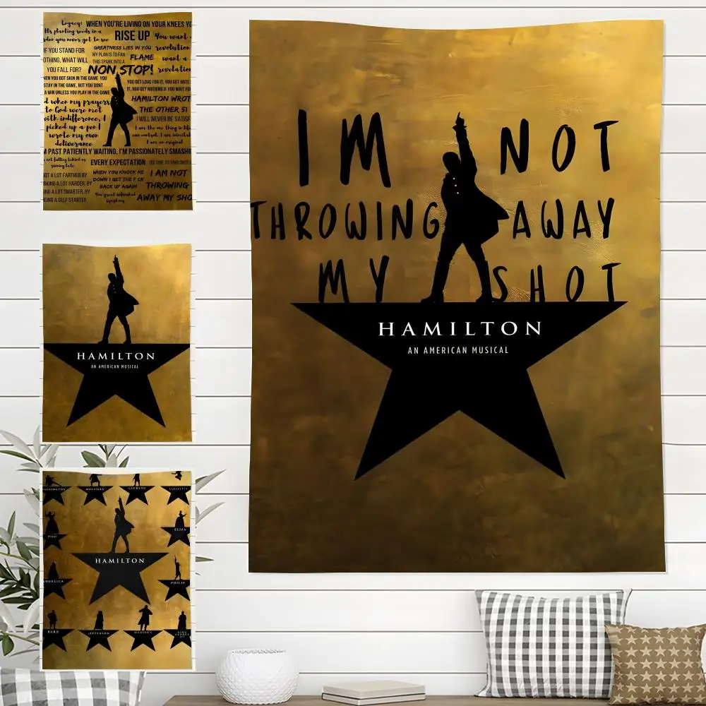 American Musical Hamilton Vintage-Wandteppich für drinnen und draußen, Wohnzimmer, Schlafzimmer, Terrasse, langlebig, vielseitig einsetzbar, für den Einsatz bei jedem Wetter
