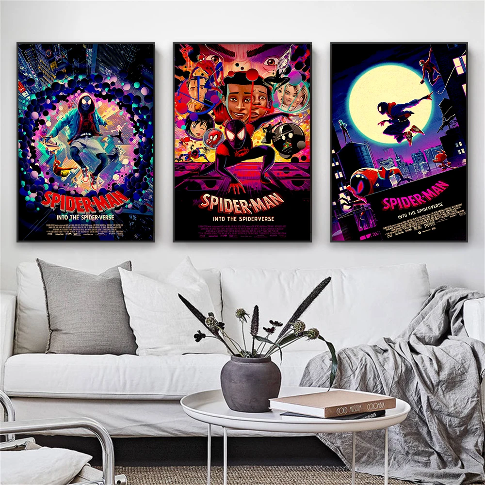 Superhero Movie Wall Art Poster Spider-Man Into the Spider Verse Prints New Funny Film Canvas Painting Motivational Home Decor