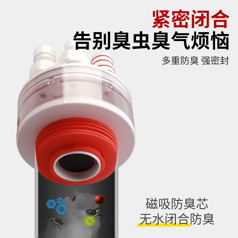 Kitchen sewer pipe five-head integrated anti-odor artifact, anti-odor five-way drainage channel joint, water purifier water dive
