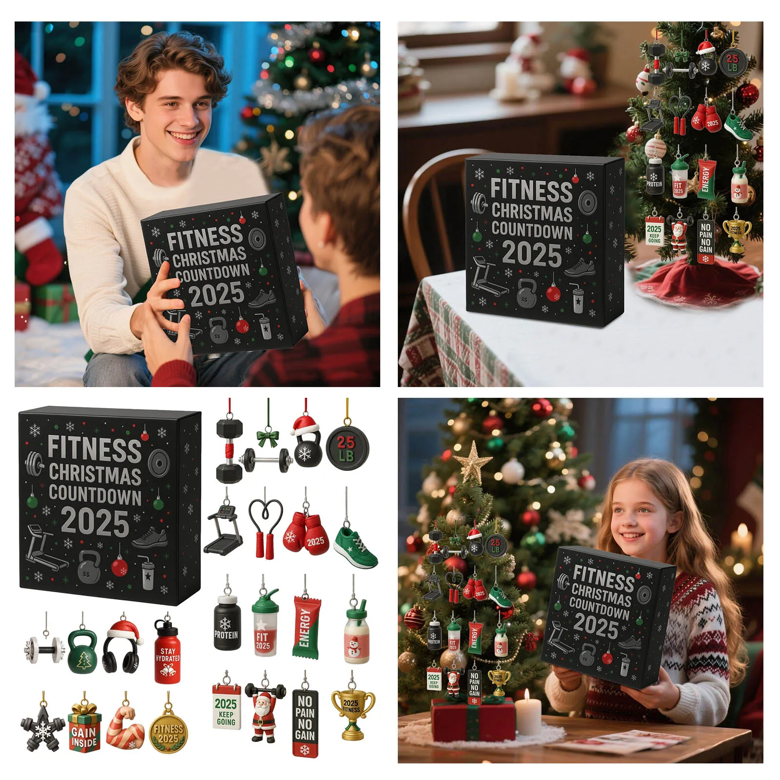 Batterie petites lumières avec minuterie calendrier de l'avent de gymnastique 24 jours Fitness et entraînement compte à rebours petite cafetière avec minuterie pour le matin