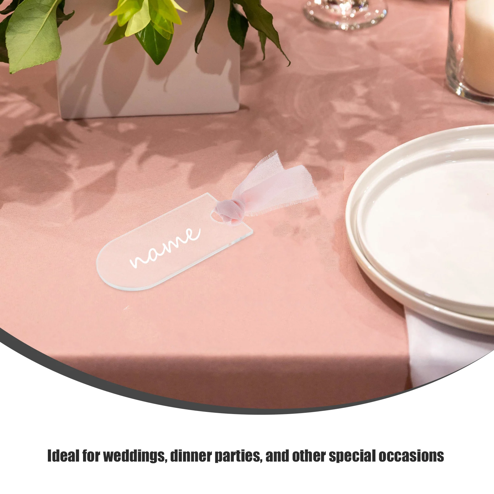 

20 Pcs Acrylic Seat Card Arched Reserved Signs Guest Name Tags with Ribbon Place Cards