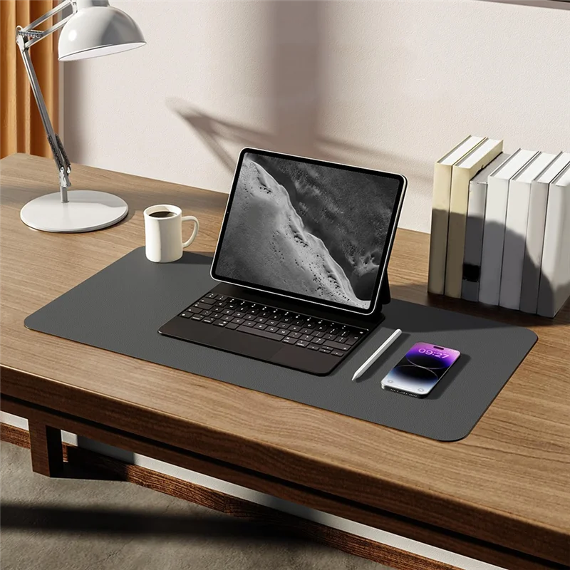 A88E-Retro Cowhide Patterned Desk Pad Double-Sided Stain-Resistant Mouse Mat Leather Pad