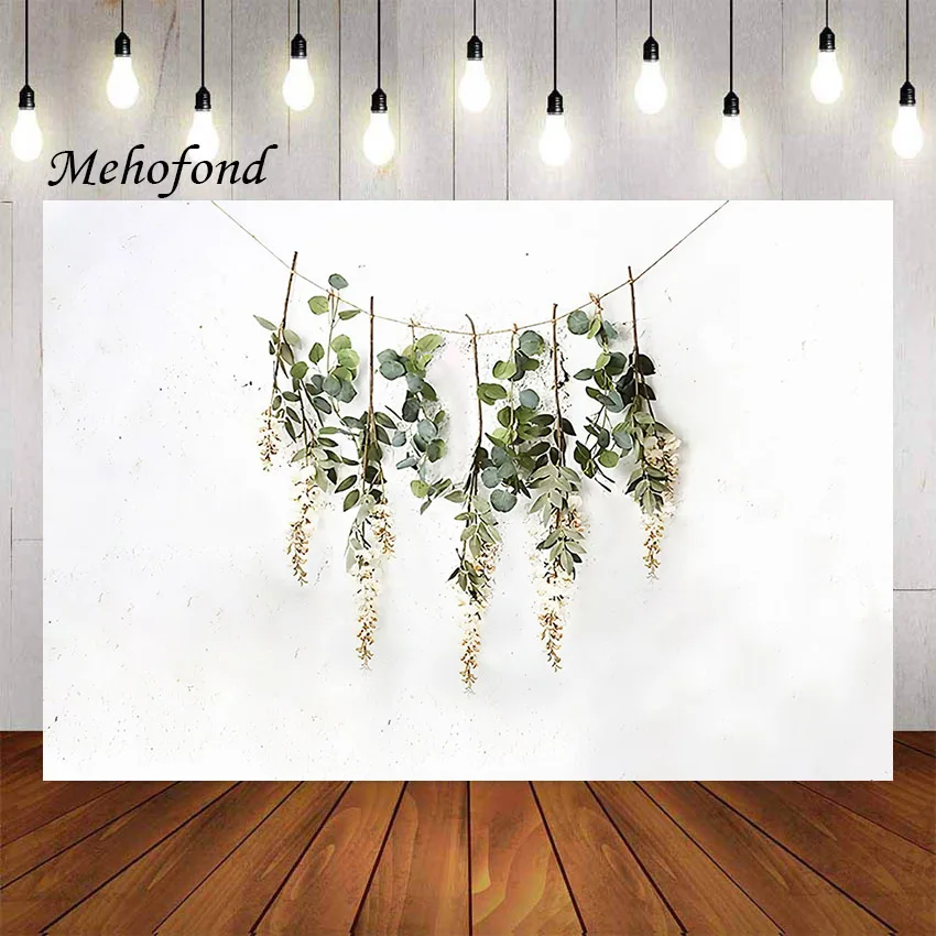 Mehofond Photography Background Green Greenery Eucalyptus Leaves Boy Girl Birthday Party Cake Smash Decor Backdrops Photo Studio