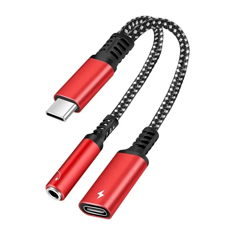 Dual USB Tipo C Áudio Headphone, Adaptador de Carregador Rápido, Splitter para iPhone 15, Samsung S23, Huawei, Xiaomi, PD OTG, 2 em 1