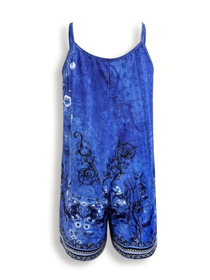 Women's Strappy Summer jumpsuit,Simple Sleeveless Floral jumpsuit , Beach V-Neck Dress for summer clothes,Casual summer outfits