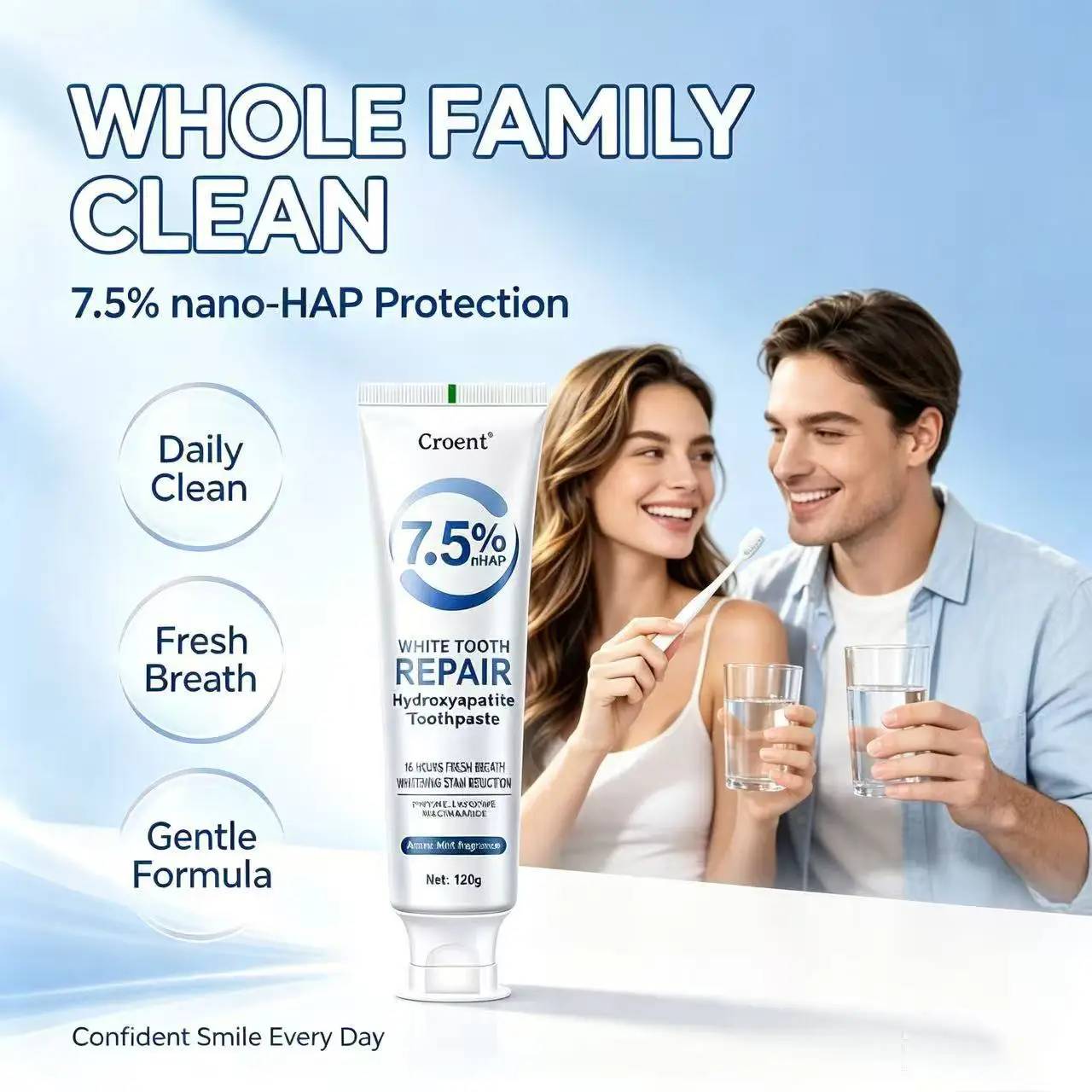7.5%Nano Hydroxyapatite Toothpaste Remover Coffee Tea Stain Improve Bad Breath Prevent Caries Teeth Whitening Toothpaste