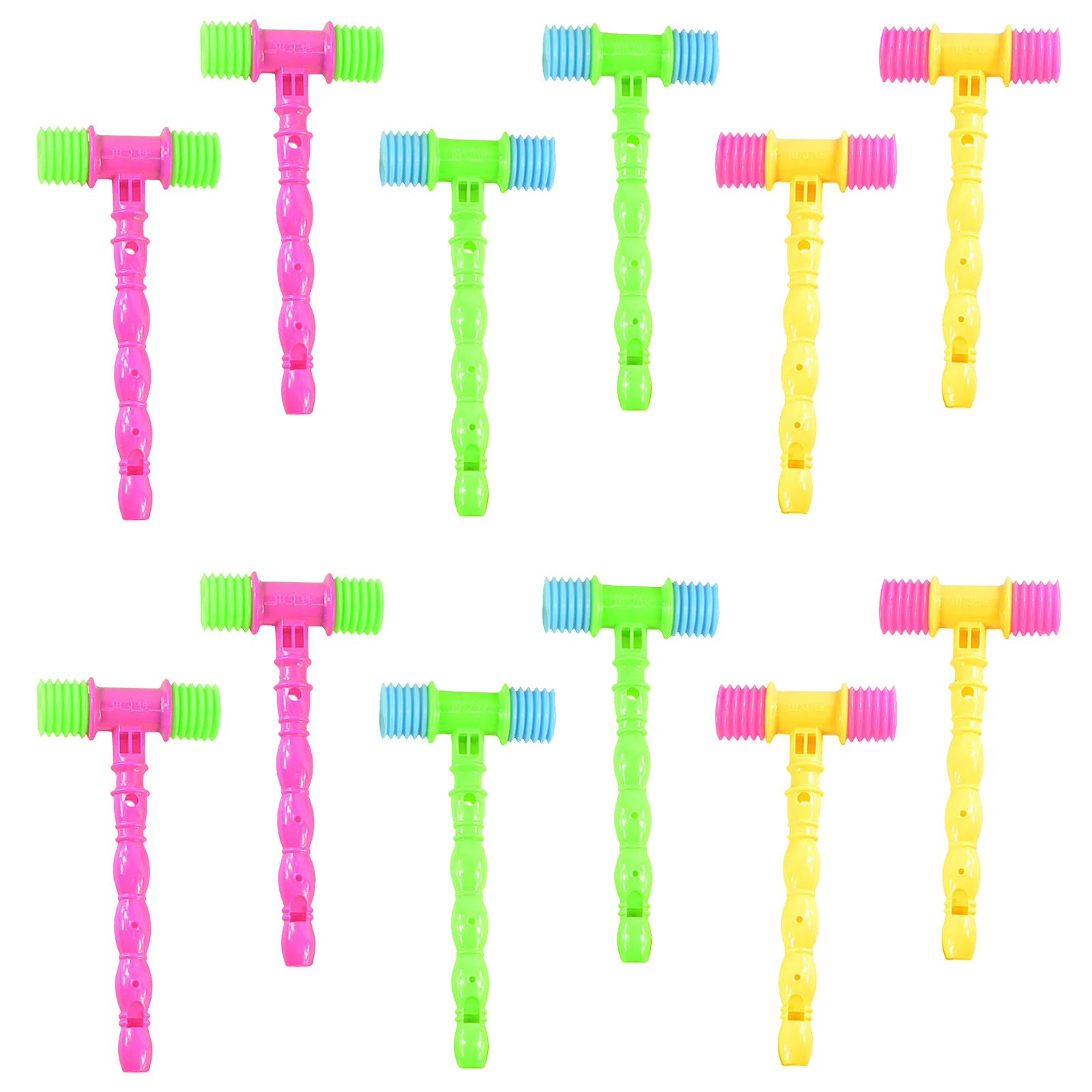 12Pcs Hammer Plastic Knocking Collection Colorful Sound Playset for Children Toddler Hand Training Plastic Hammer Toy