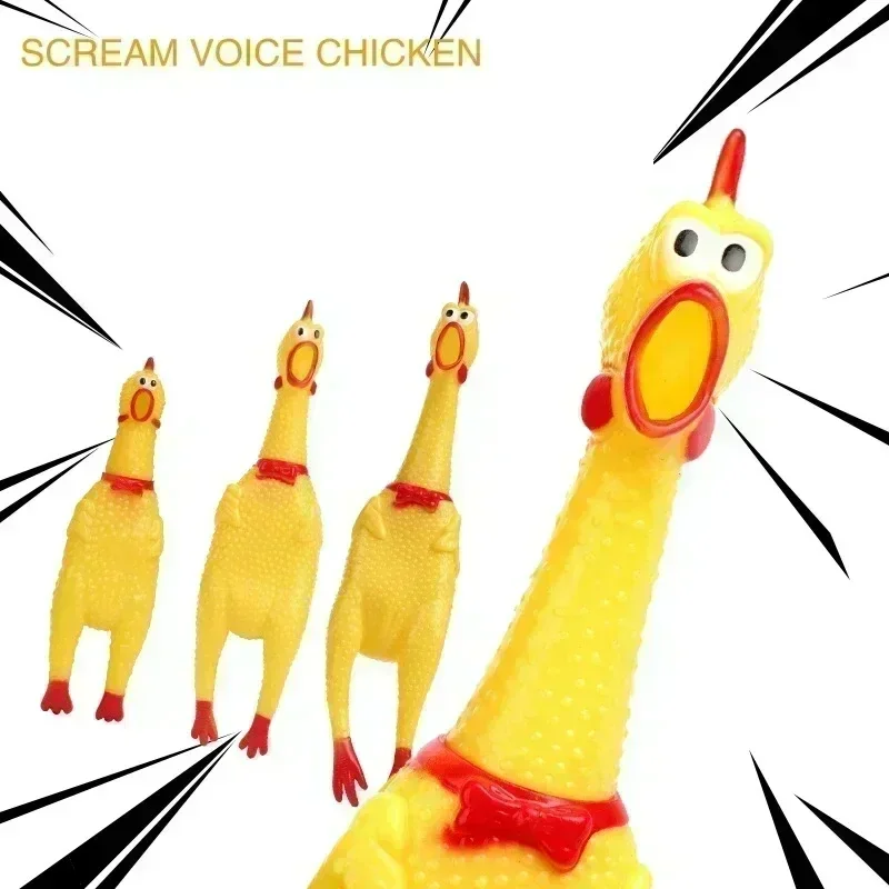 

3pcs Pet Dog Squeak Toy Screaming Chicken Squeeze Sound Dog Chew Toys Durable and Fun Yellow Rubber Exhaust Chicken