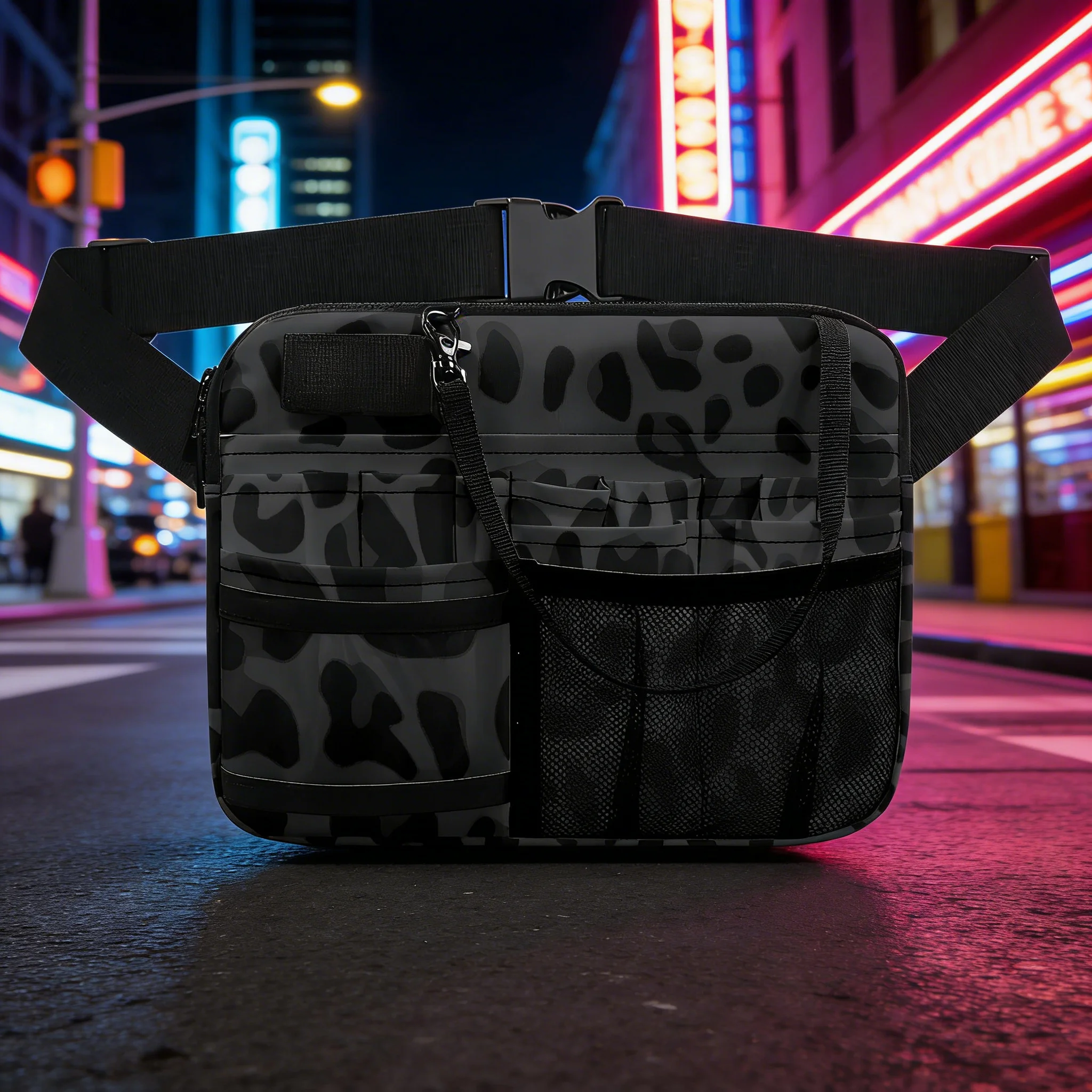 

Healthcare Worker Waist Bag, Cartoon Nurse Cat Print Fanny Pack, Multi-Pocket Utility Pouch for Nursing Tools, 3 Color Options