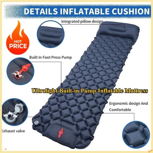 Nuevo Colchón inflable ultraligero para senderismo, colchón para acampar al aire libre con bomba integrada, almohadilla para dormir y colchón de aire