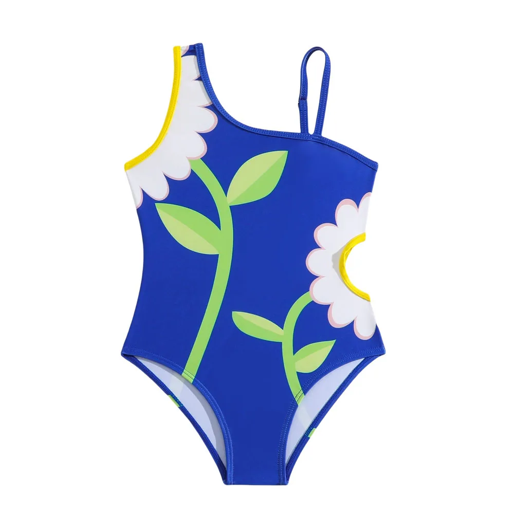 

Summer 2025 One-Shoulder Girls Swimsuit Bating Suit For Kids Girls Swimming Beach Clothing Child Swimwear 8 9 10 11 12 Years