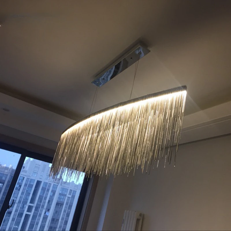 Modern Led Pendant Light Aluminum Chain Meteor Shower light For Hotel Hall Restaurant Dining Room Silver Create Hanging Lamp