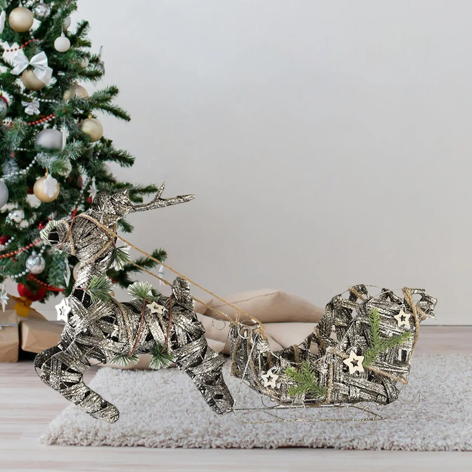 Christmas Deer Sculpture Animal Gift Present Favor Ornament Christmas Deer Statue for Mantel Festival Office Window Desktop