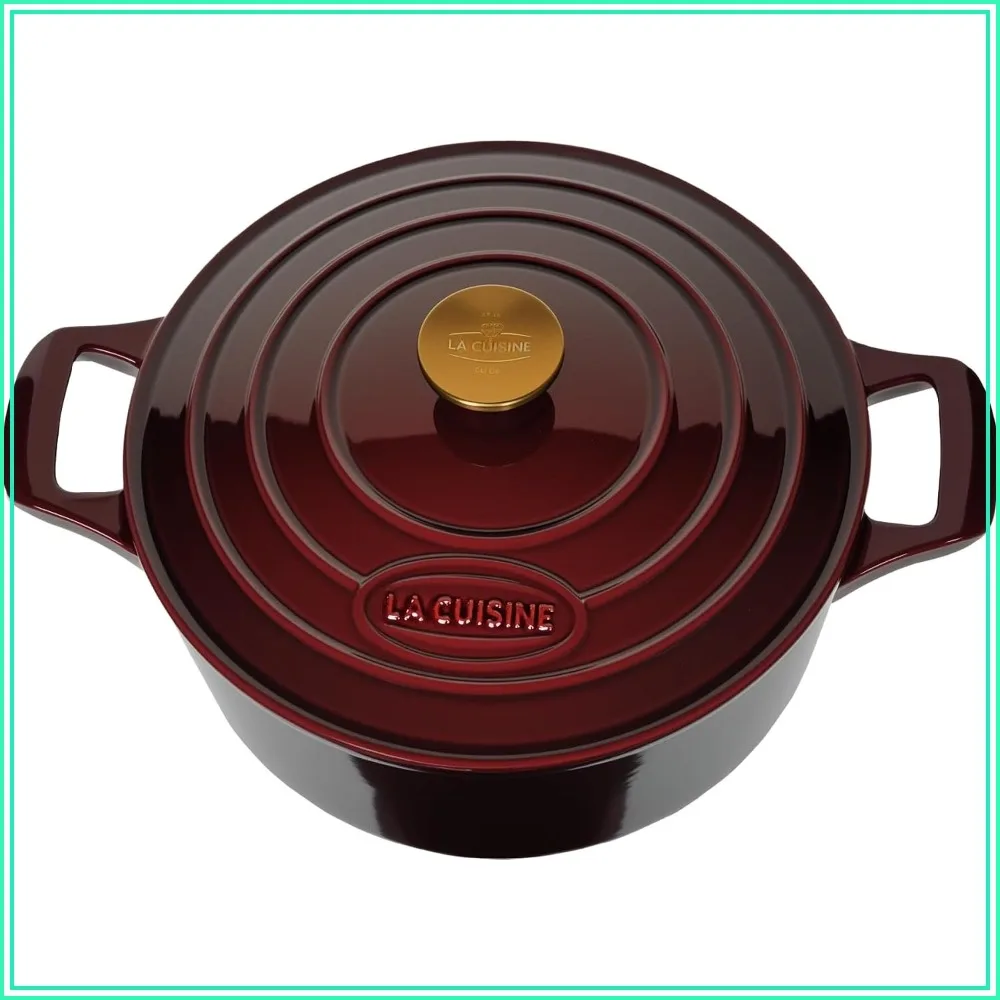 

Enameled Cast Iron Dutch Oven, 5 QT, 26cm, Cranberry, Oven Safe to 500°F