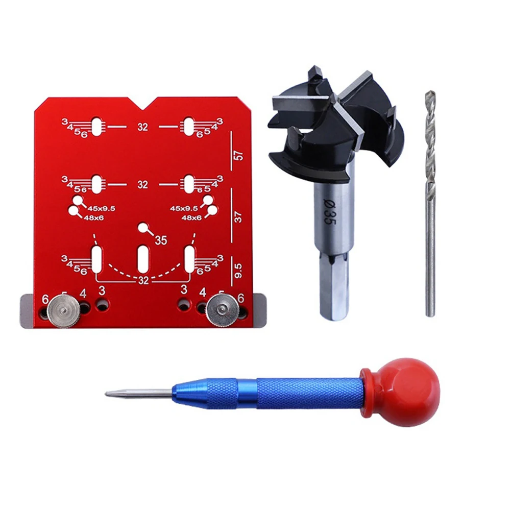 35mm Woodworking Hinge Hole Opener Punch Tool Locator Limiting Frame Mounting 3.35*3.15*0.47 Inches For Woodworking Punching