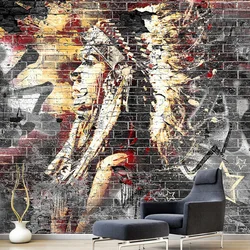 Papier peint Graffiti 3D personnalisé, revêtement Mural rétro caractéristique café Restaurant