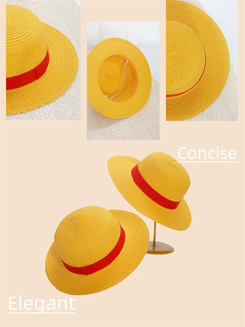 31-35CM Anime Strohhut für Festivals, Partys und Cosplay, Sonnenschutz-Hut, Eltern-Kind Sommer-Sonnenhut für Männer und Frauen – Detail 1