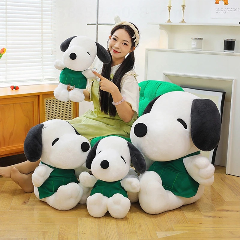 Kawaii Plush Toy Snoopy Cartoon Apron Wearing Cute Little White Dog Stuffed Doll Kids Birthday Xmas Gift Sleep Pillow