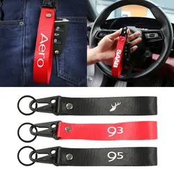 Solid Colors Ribbon Lanyard Keychain For SAAB Hirsch Aero 91 93 94 95 97 99 900 9000 Aero X 93X 95X 94X 97X 900S Car Accessories
